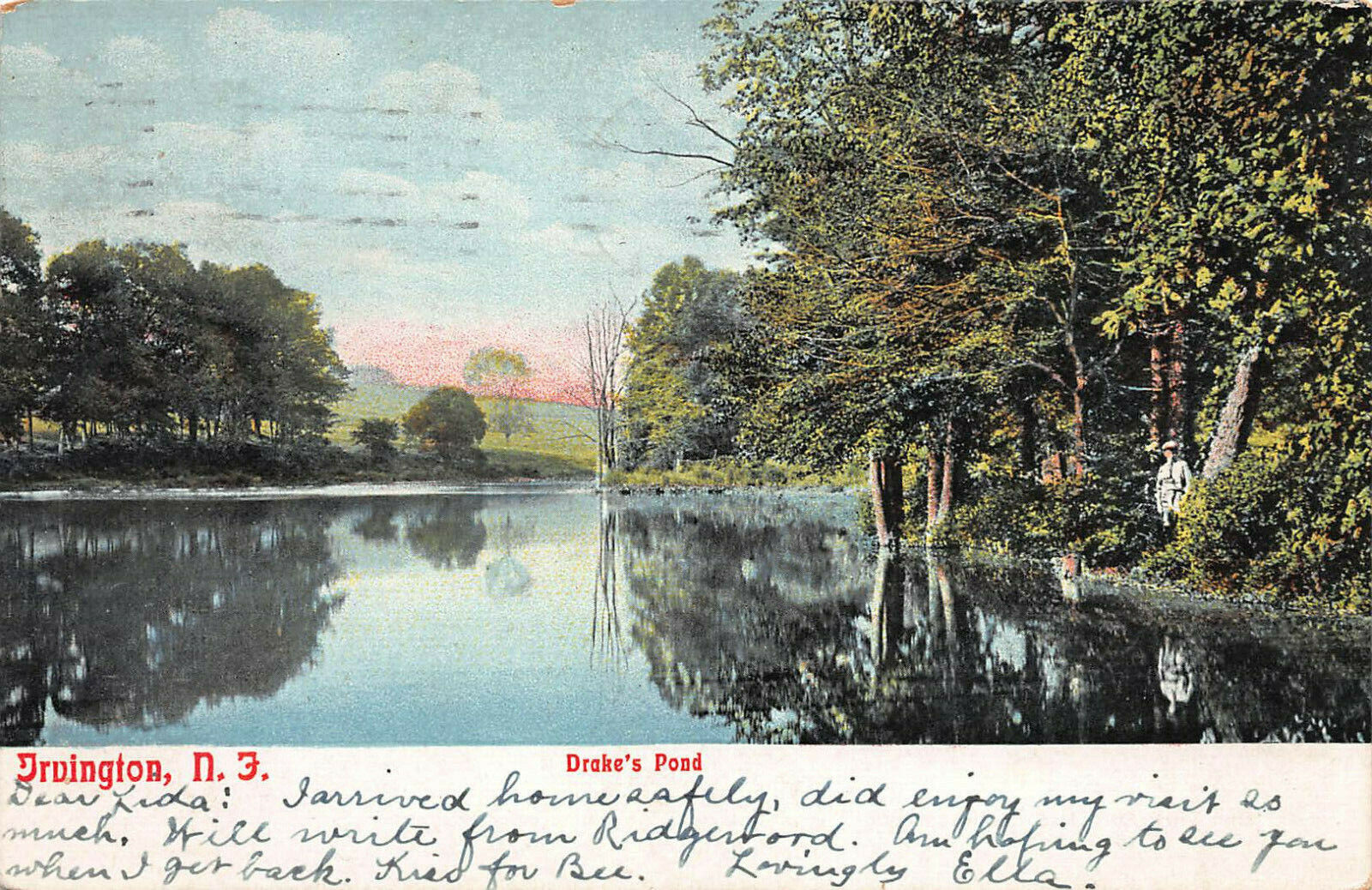 Drake\'s Pond, Irvington, New Jersey, Early Postcard, Used in 1909