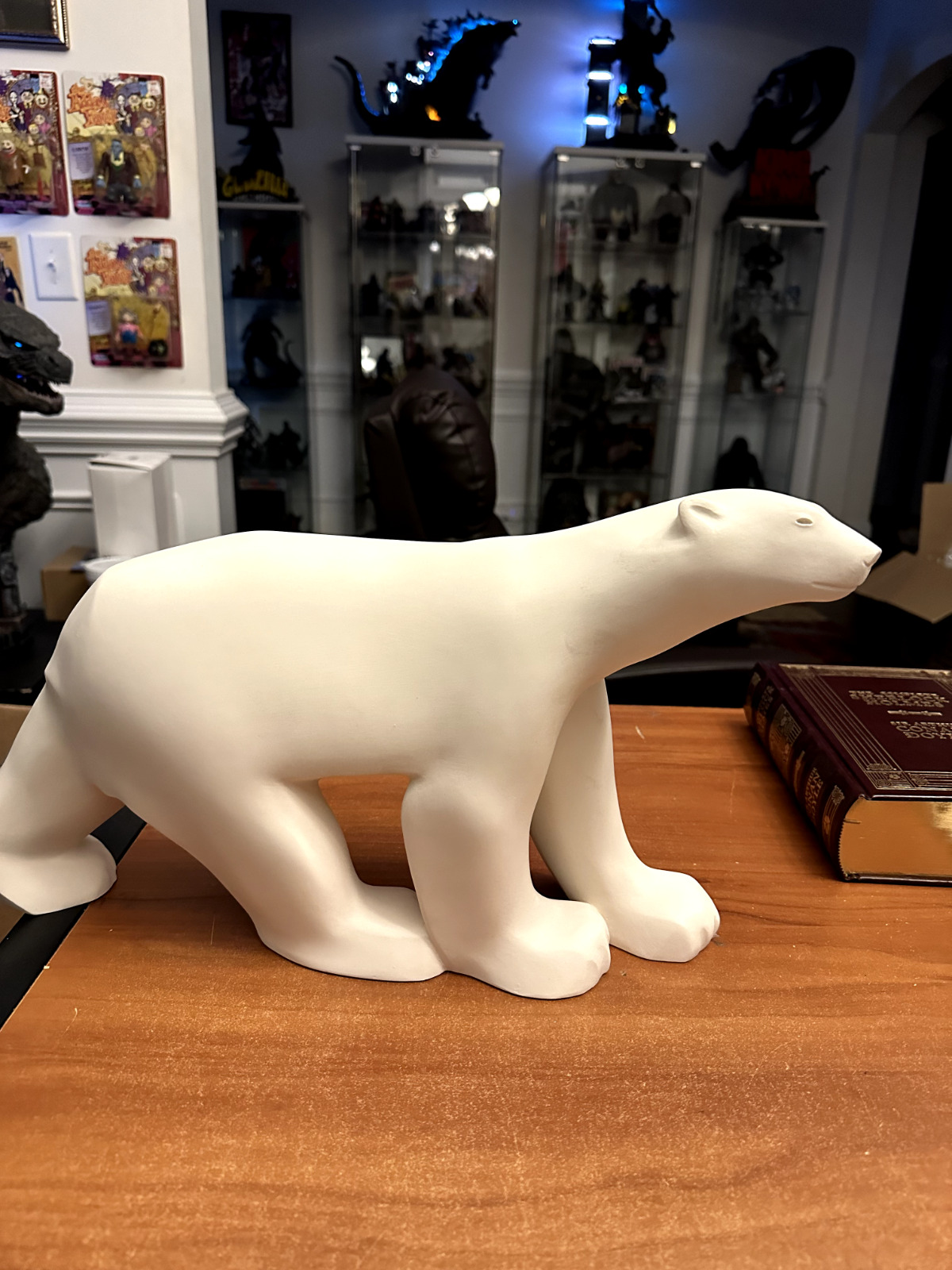 Vintage Composite Resin Polar Bear Figure Statue Sculpture Pompon 19 inch
