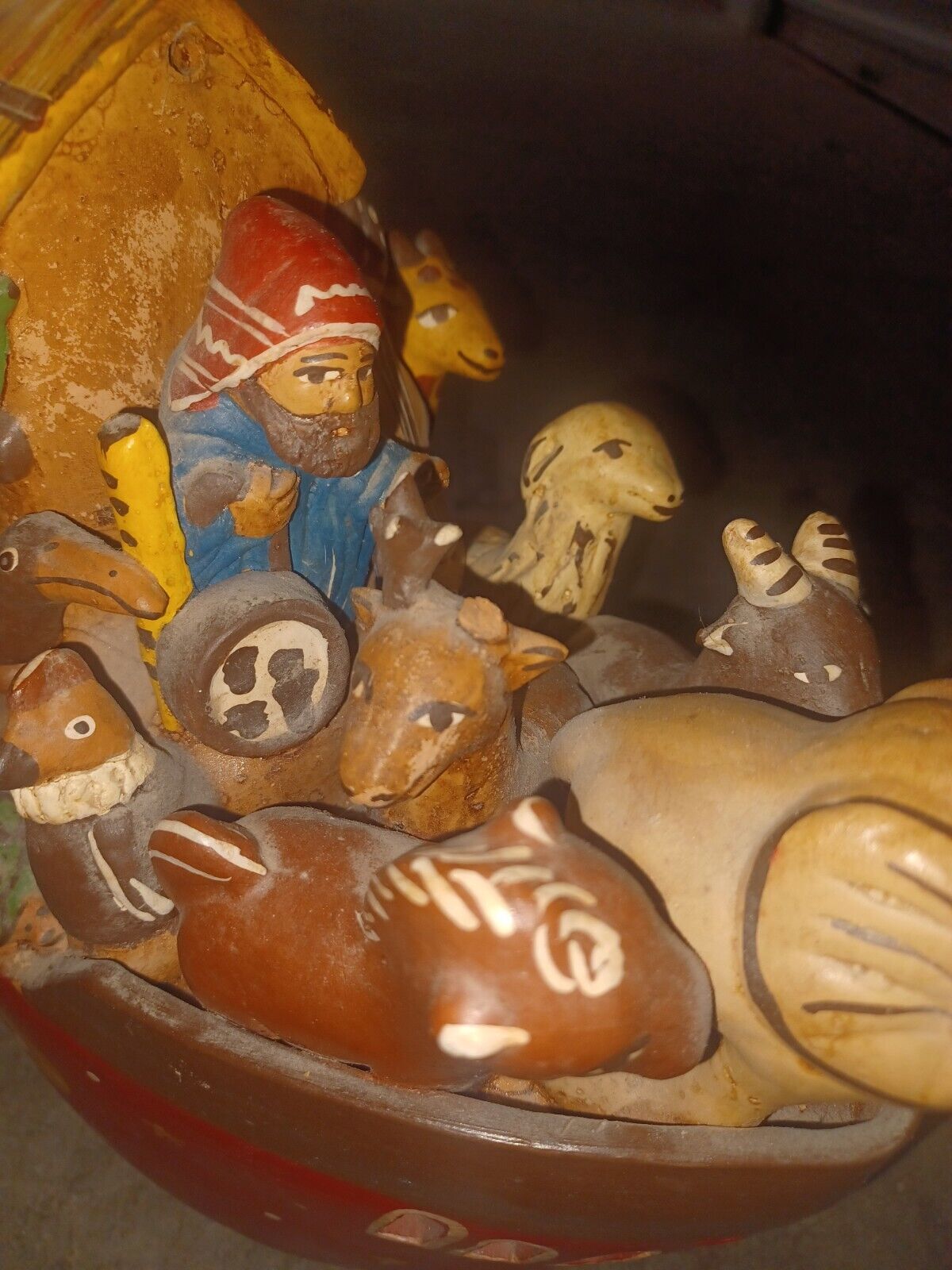 Terricotta Handcrafted Noah's Ark Large Collector Folk Art Made In Peru 