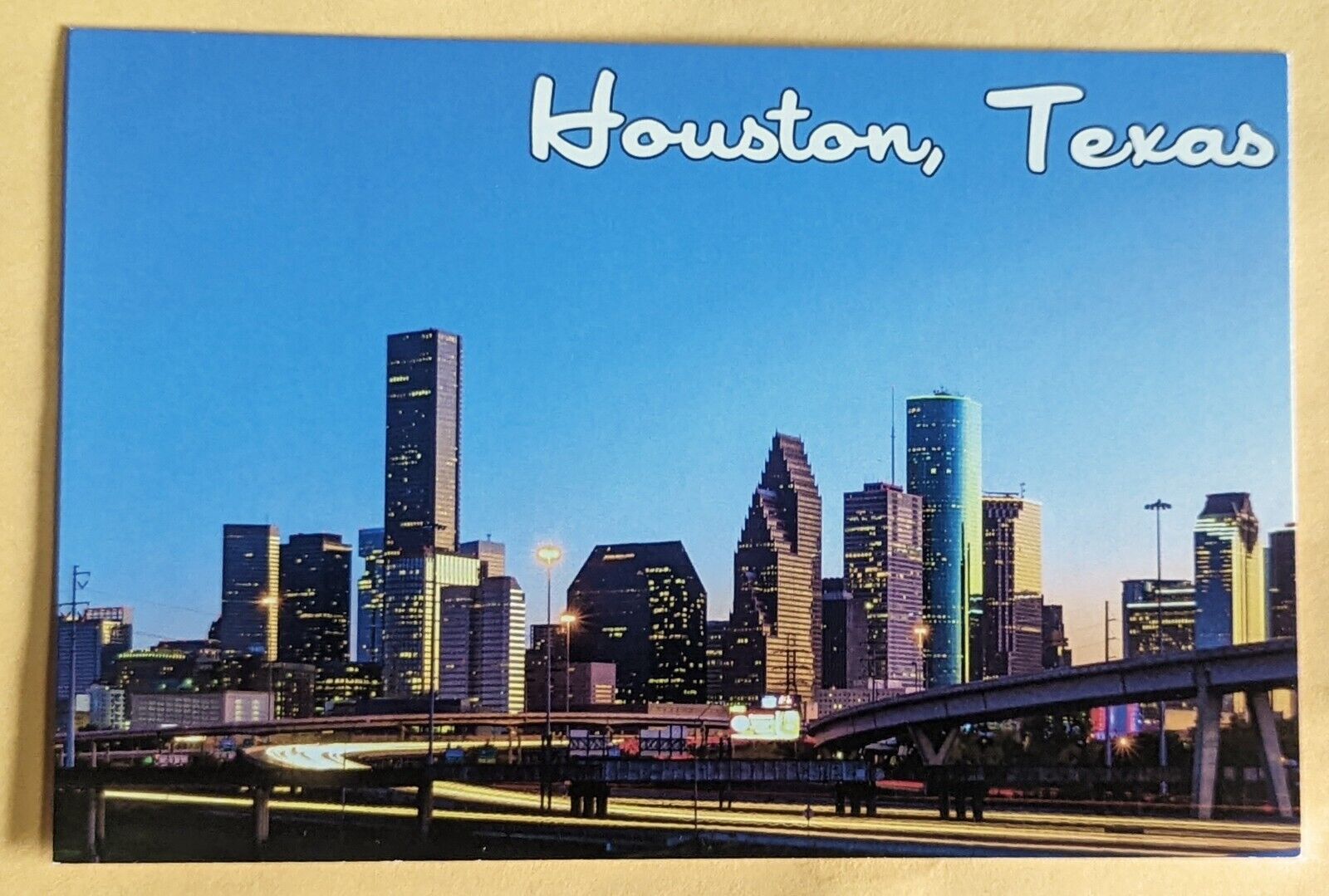 Postcard TX: Houston Skyline. Downtown. Texas 