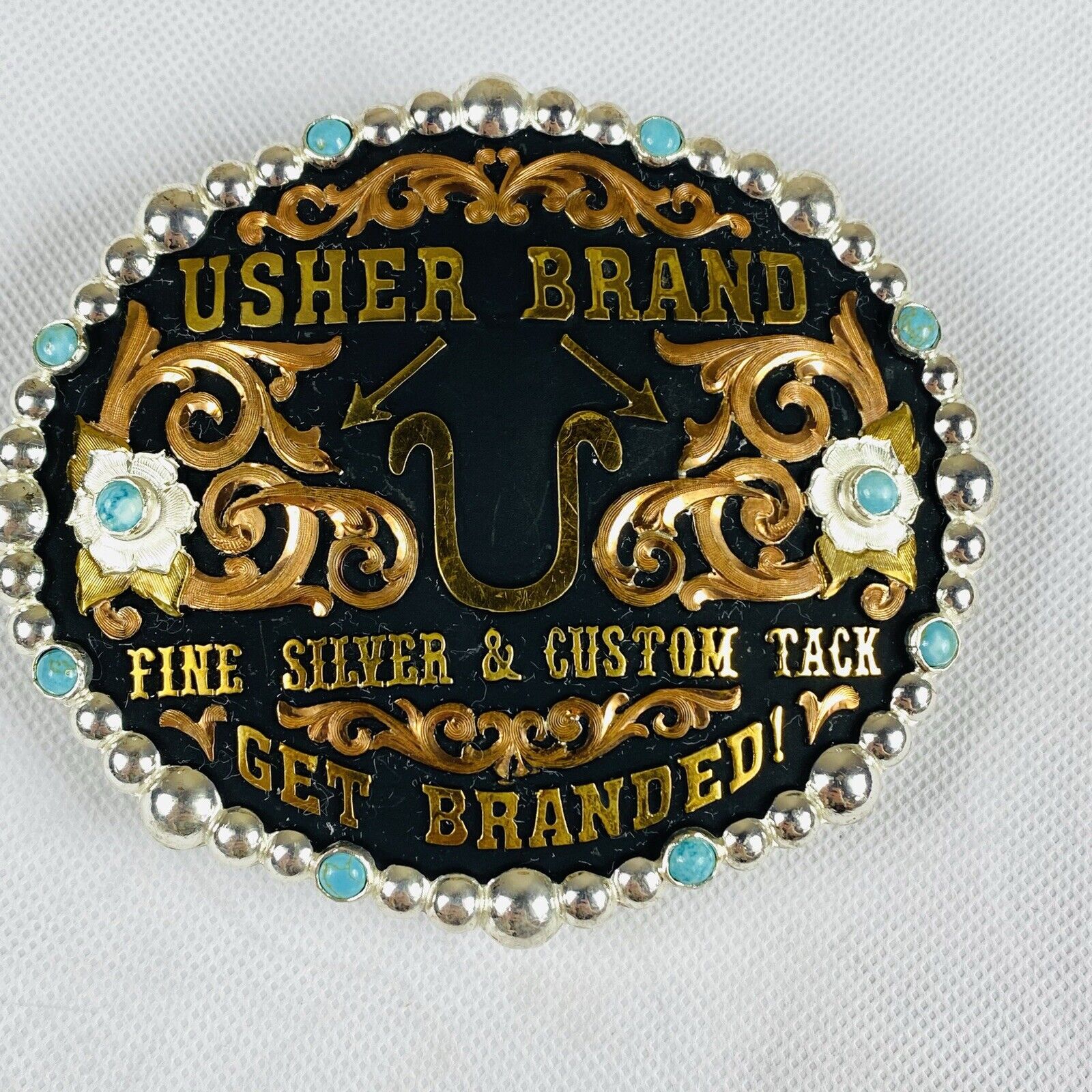 Usher Brand Promo Cowboy Western Rodeo Championship Style Belt Buckle