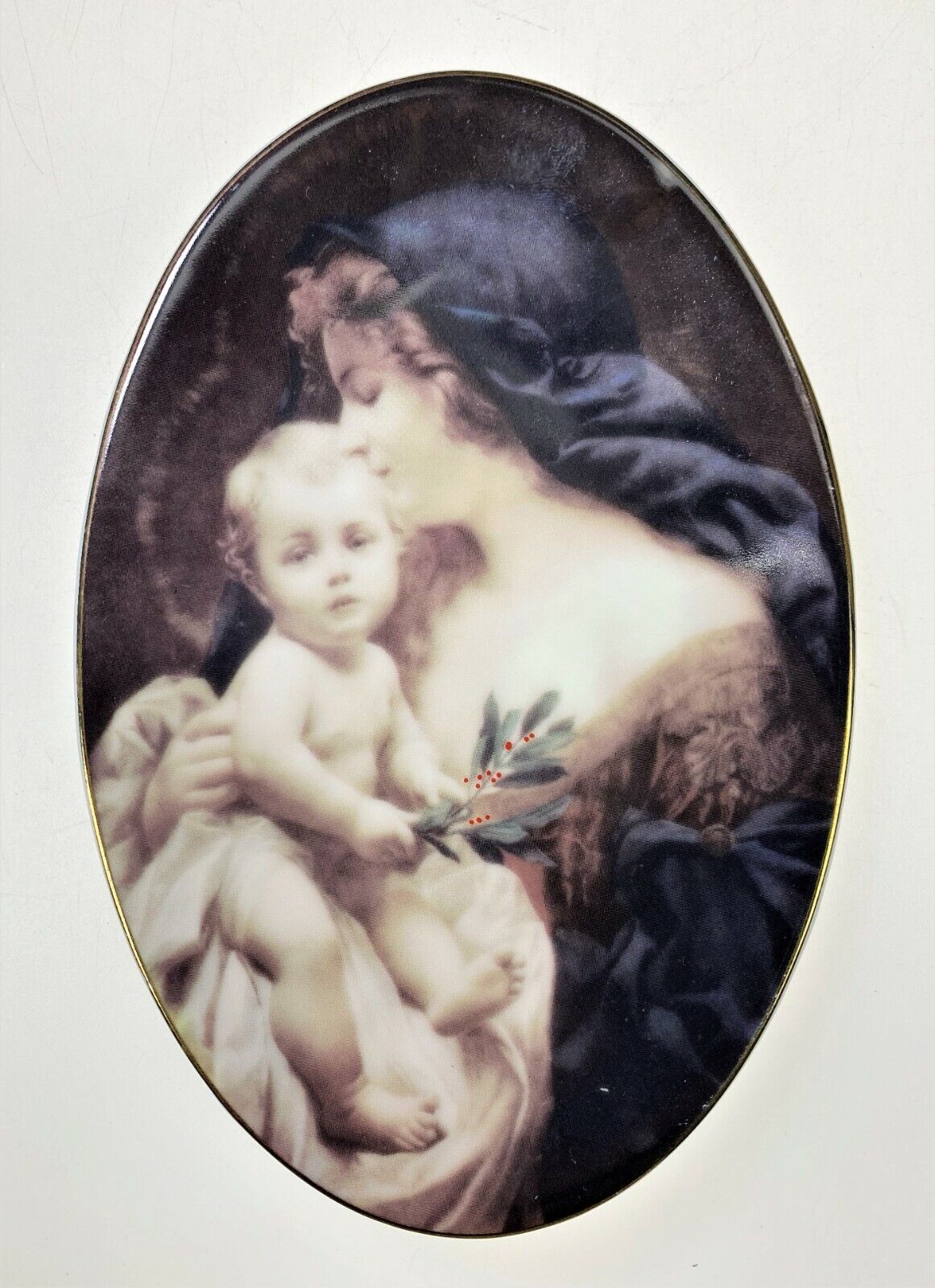 Madonna Mother Child Jesus Christmas Porcelain Trinket Tray 2003 TBN Limited Ed 