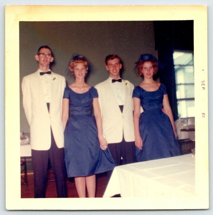 Vintage Photo Pretty Bridesmaids In Blue Usher Men Wedding 1960\'s R53