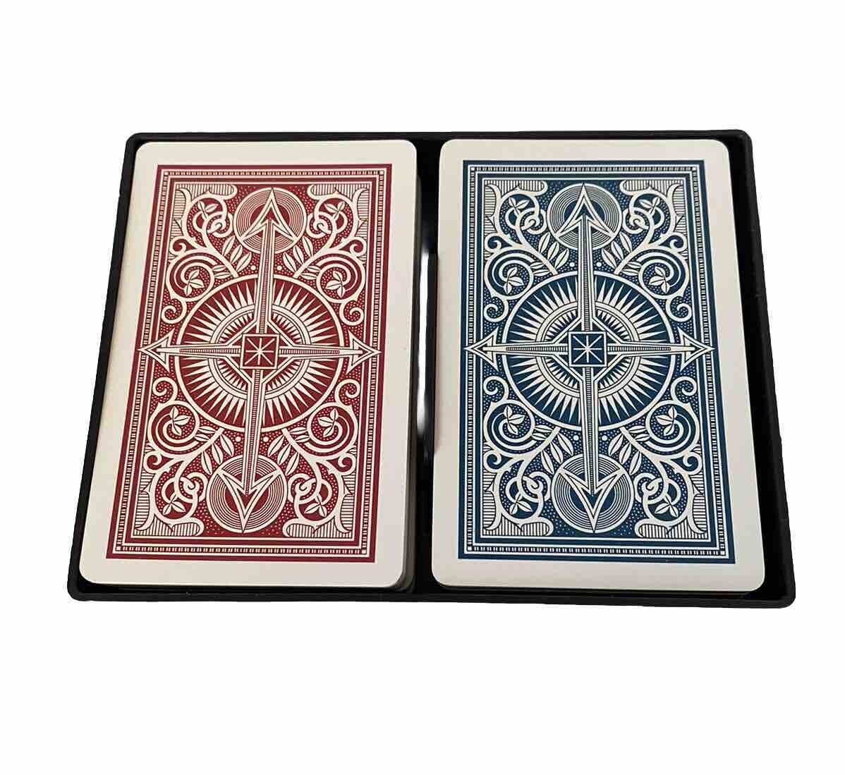 Kem Playing Cards Poker Arrow Red Blue Bridge Size Standard Index Open Unused 2