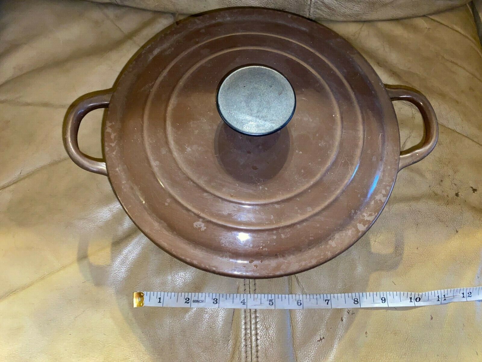 Chocolate Brown Le Creuset 'D' Cast Iron Dutch Oven with Lid. Made in France