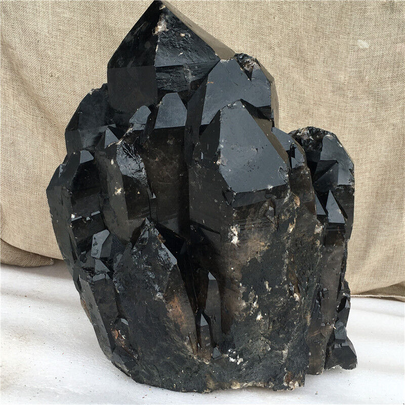 78LB Natural smokey Quartz cluster mineral specimen crystal point Reiki decor