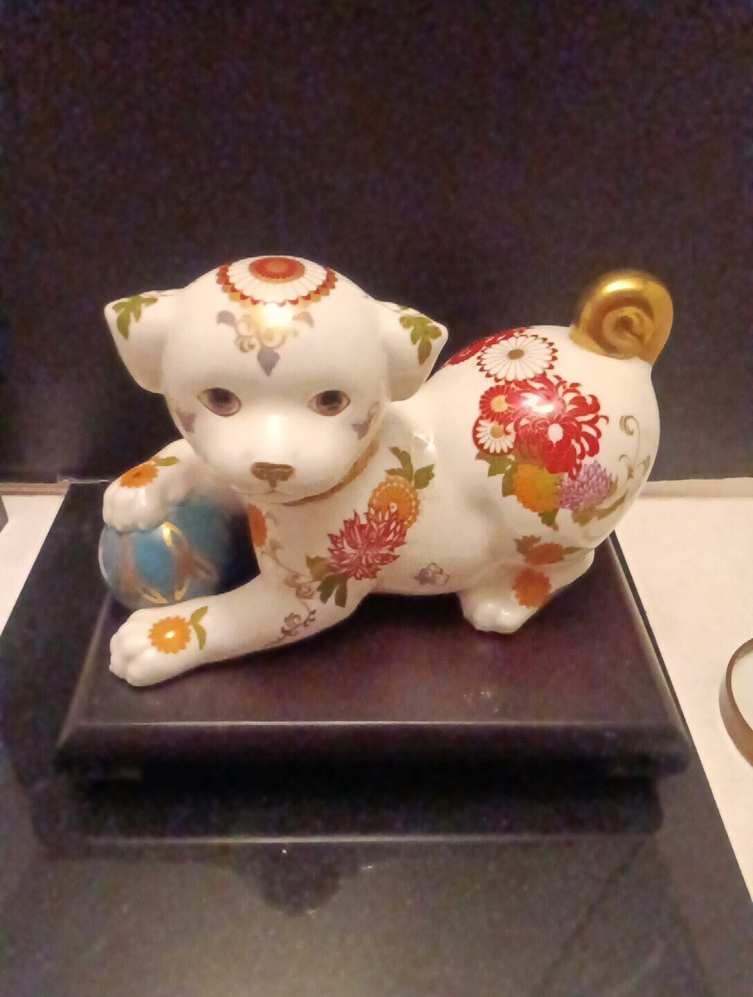 VTG The Imperial Puppy of Satsuma Porcelain Hand Painted 24K Trim YUKI MORIOKA