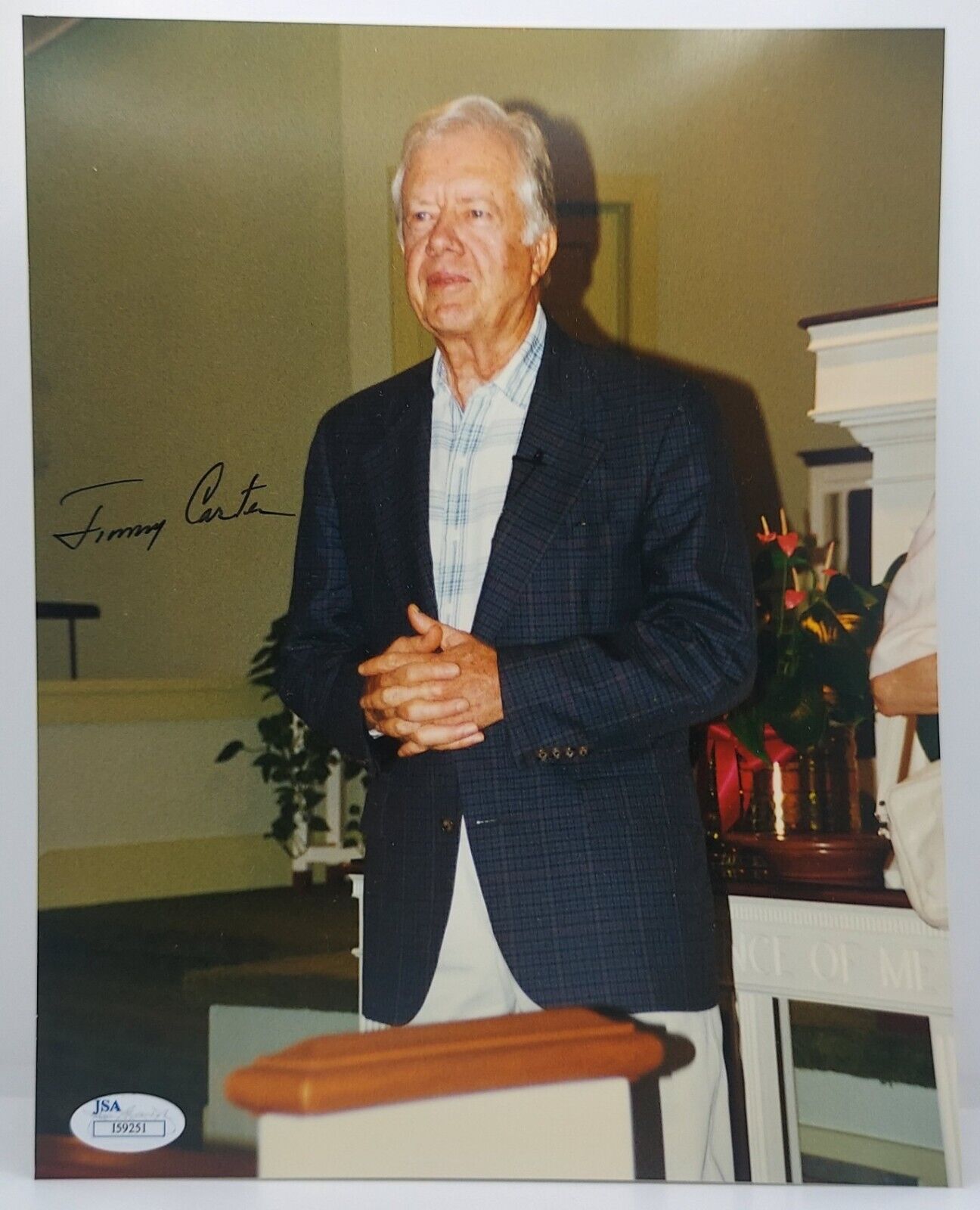  Jimmy Carter Signed Plains Church Full Signature 8x10 Photo JSA Authentication 