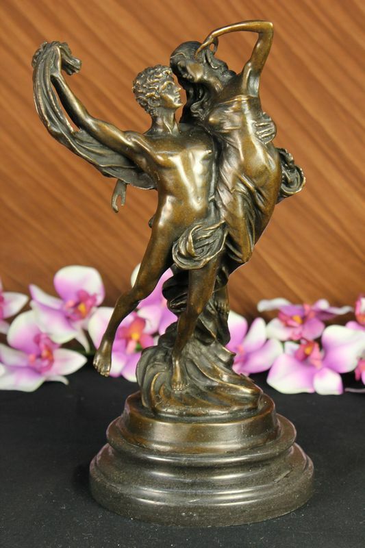 100% Solid Bronze Angels Art Lover Cupid Psyche Eros Aphrodite Venus Marble DEAL