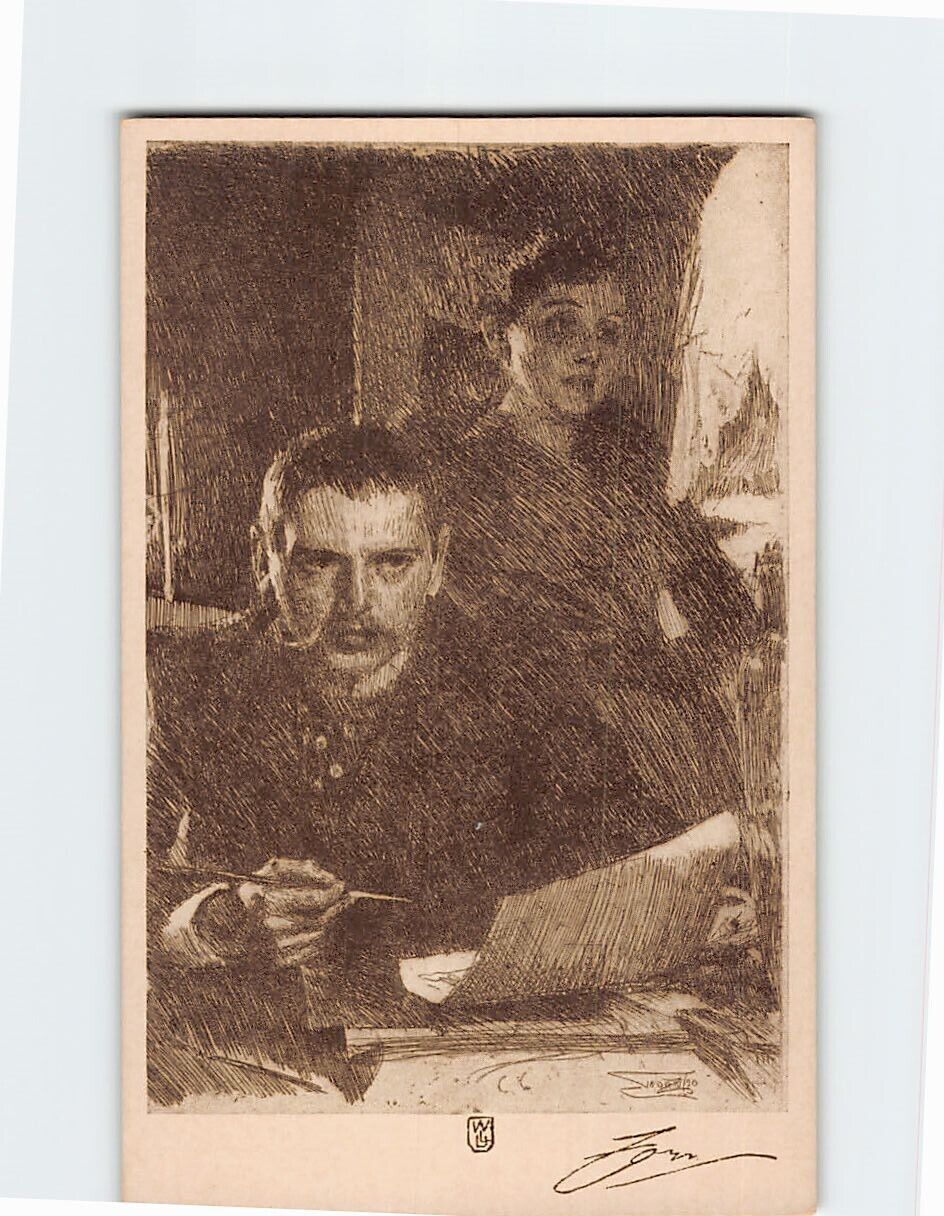 Postcard Zorn and his Wife Art Drawing by Anders L. Zorn