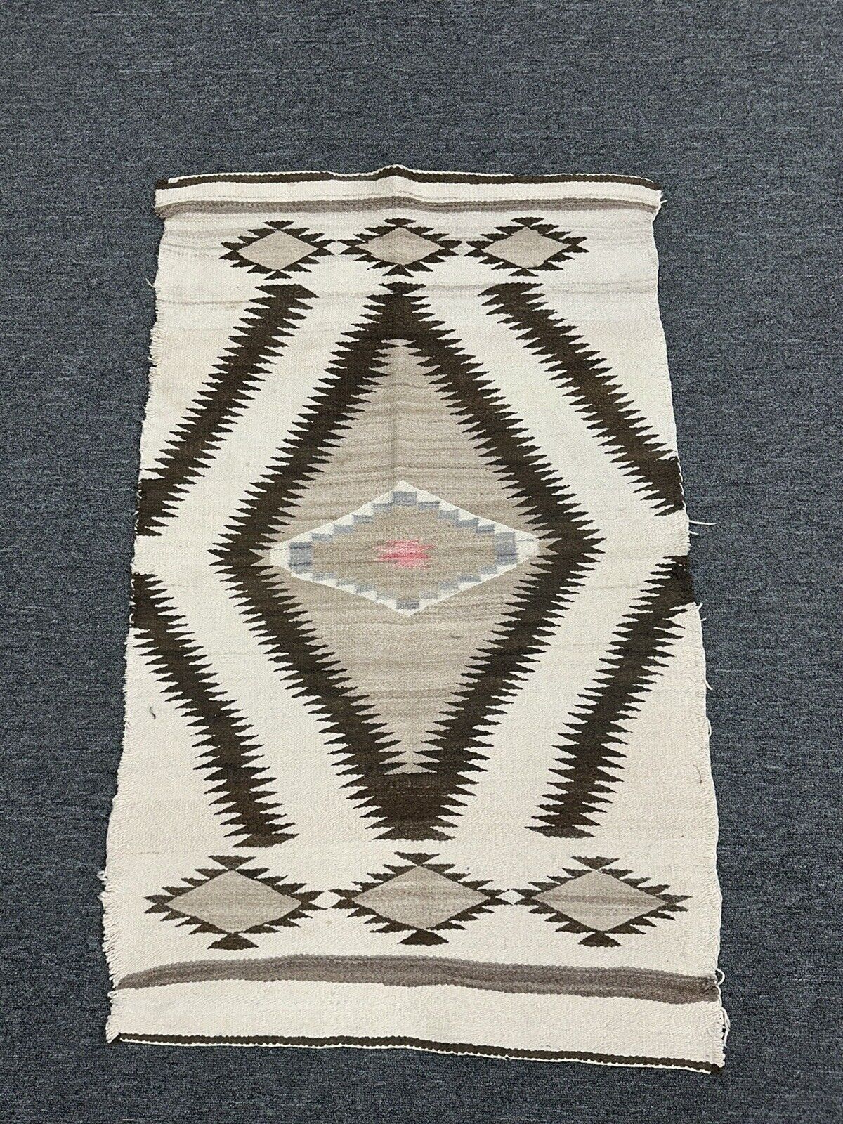 Vintage Native American Southwestern Flatweave Hand-Woven Wool Rug ~ 45\