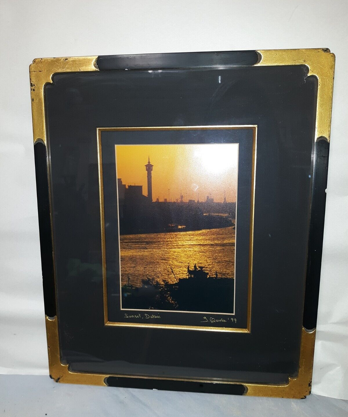 Sunset Dubai Photograph Artist Signed Nicely Framed Vintage 1999