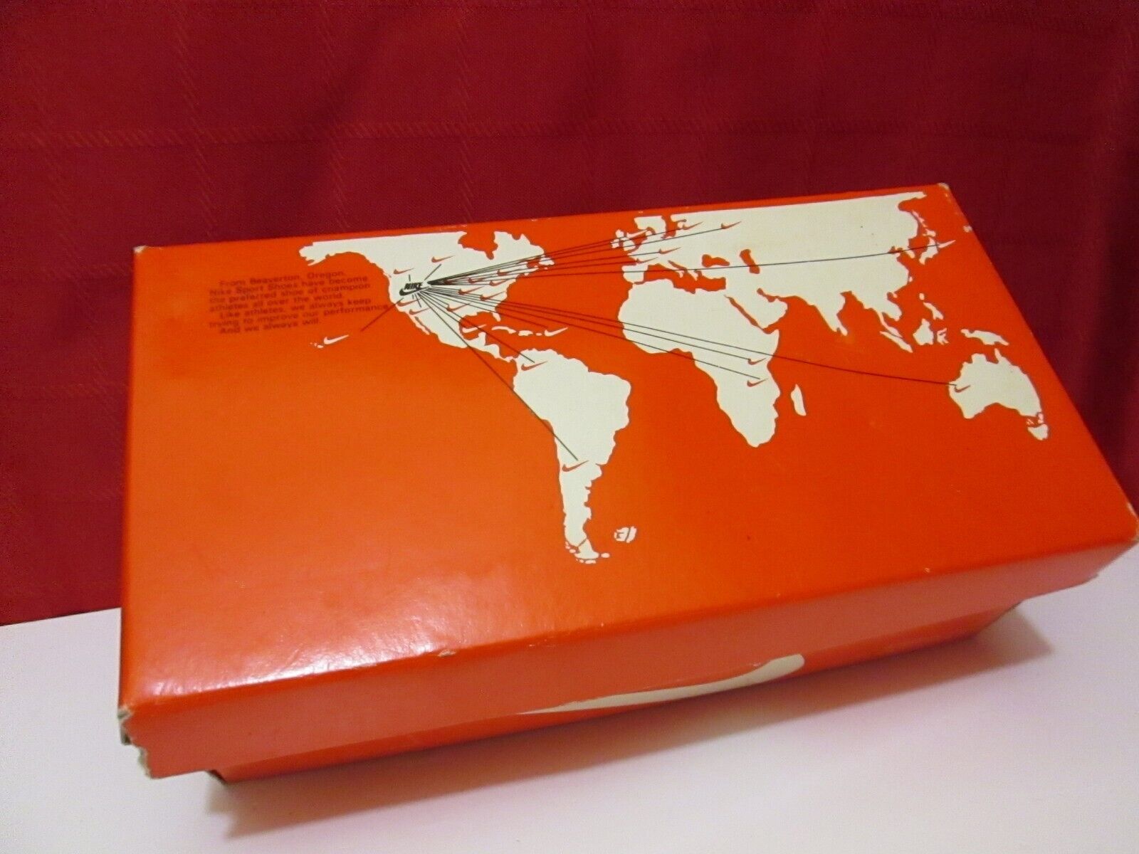 VTG 1980s NIKE TURF QUIK BLK WORLD MAP SWOOSH SHOE BOX ONLY  #3426