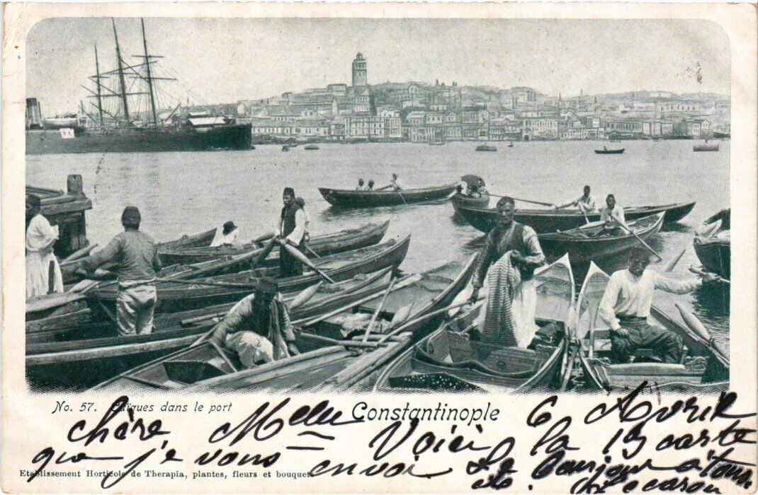 TURKEY CONSTANTINOPLE ISTANBUL CAIQUES IN PORT PC (a1827)