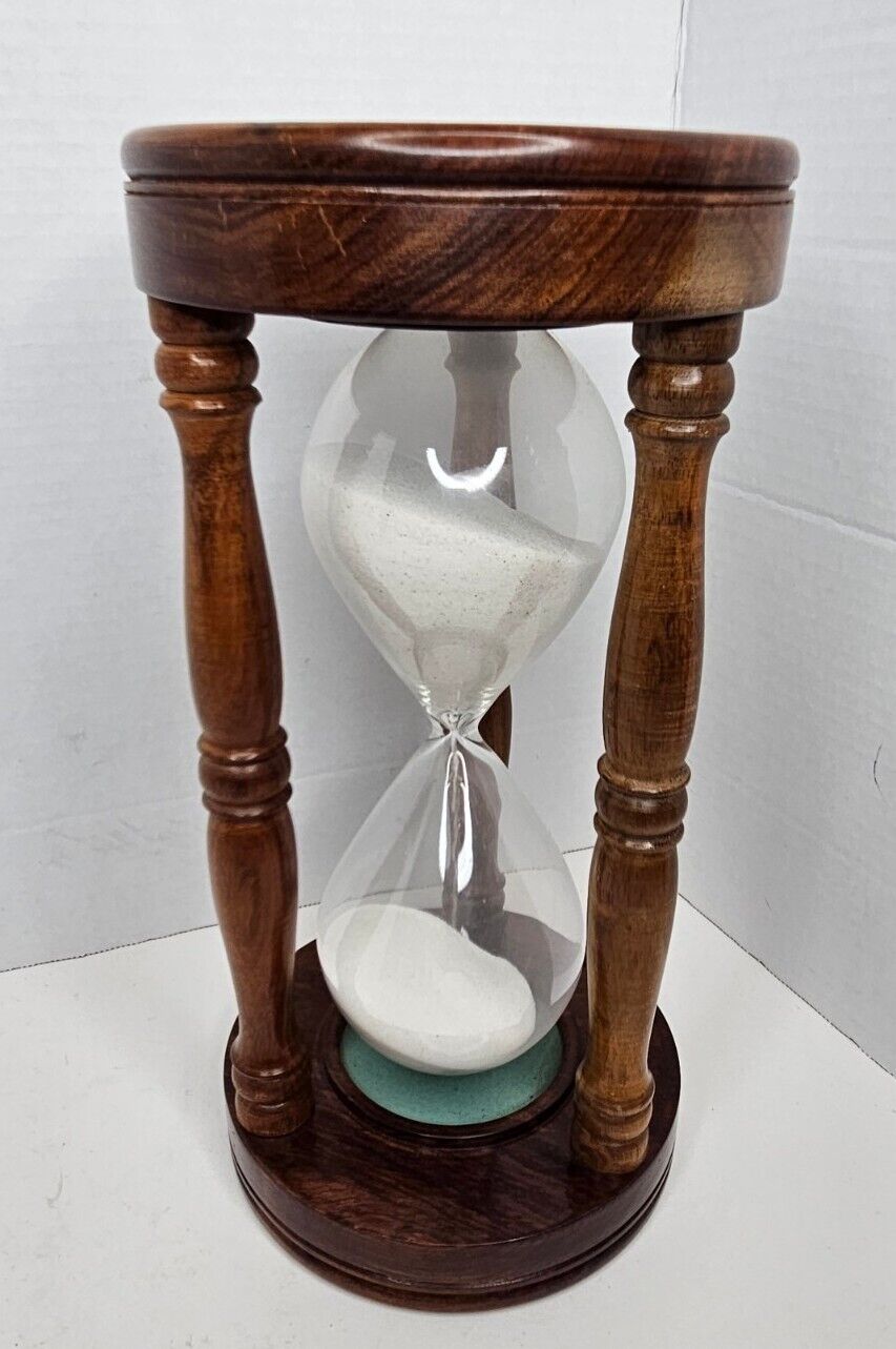 Wooden Hourglass Sand Timer Vintage Maritime Nautical Decor 12\