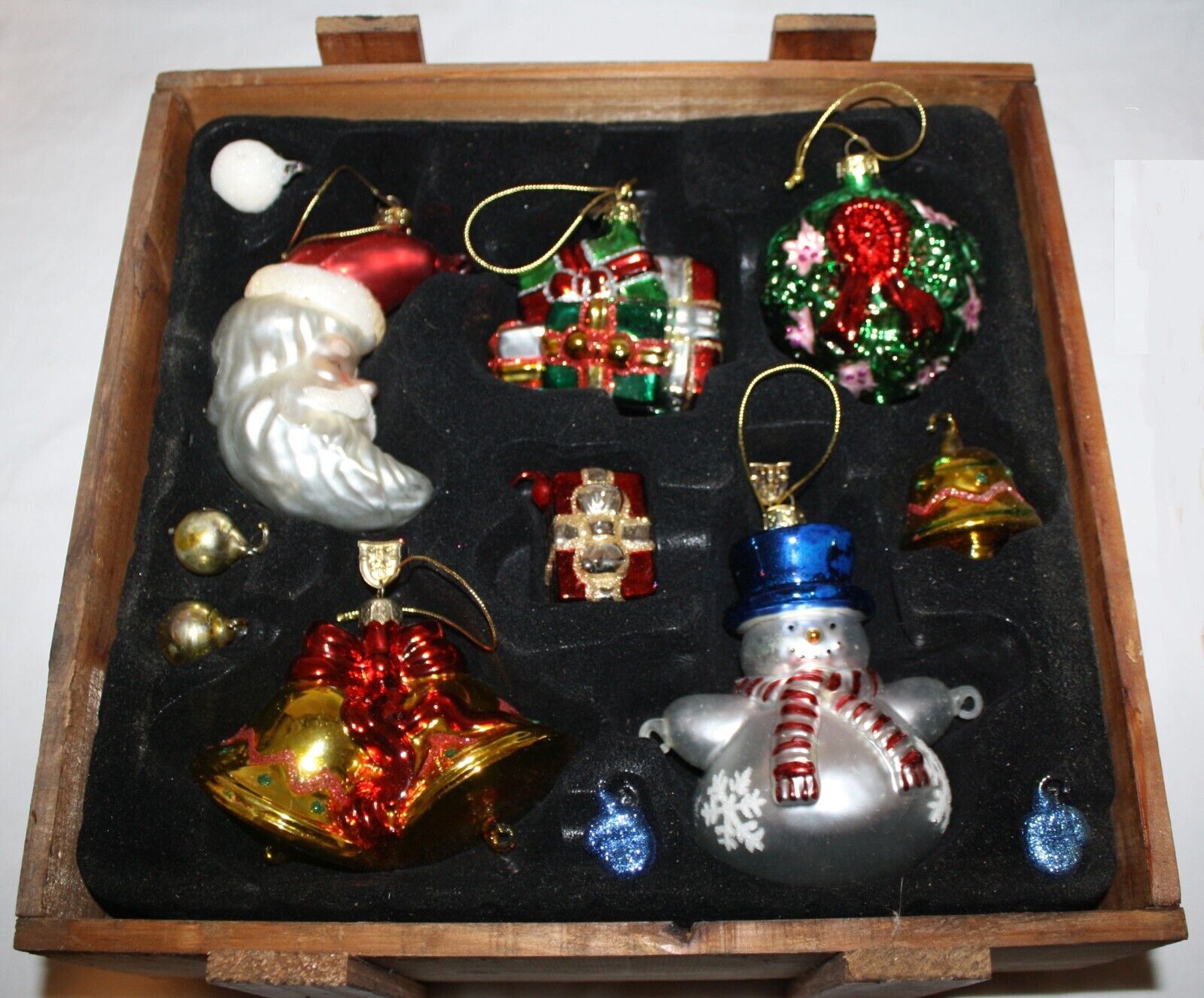 2003 Thomas Pacconi Classics Collection Glass Ornaments Wood Crate 12 Pcs & COA