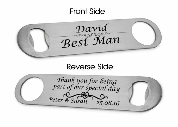 Personalised Bottle Opener Best Man, Groomsman Wedding Day Favour Thank You Gift
