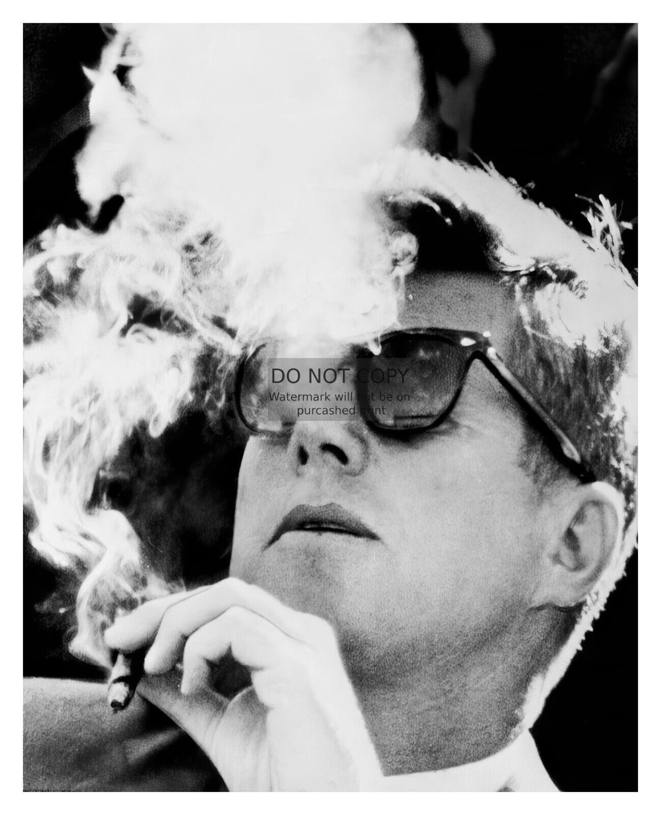 PRESIDENT JOHN F. KENNEDY JFK SMOKING CIGAR 8X10 PHOTO REPRINT