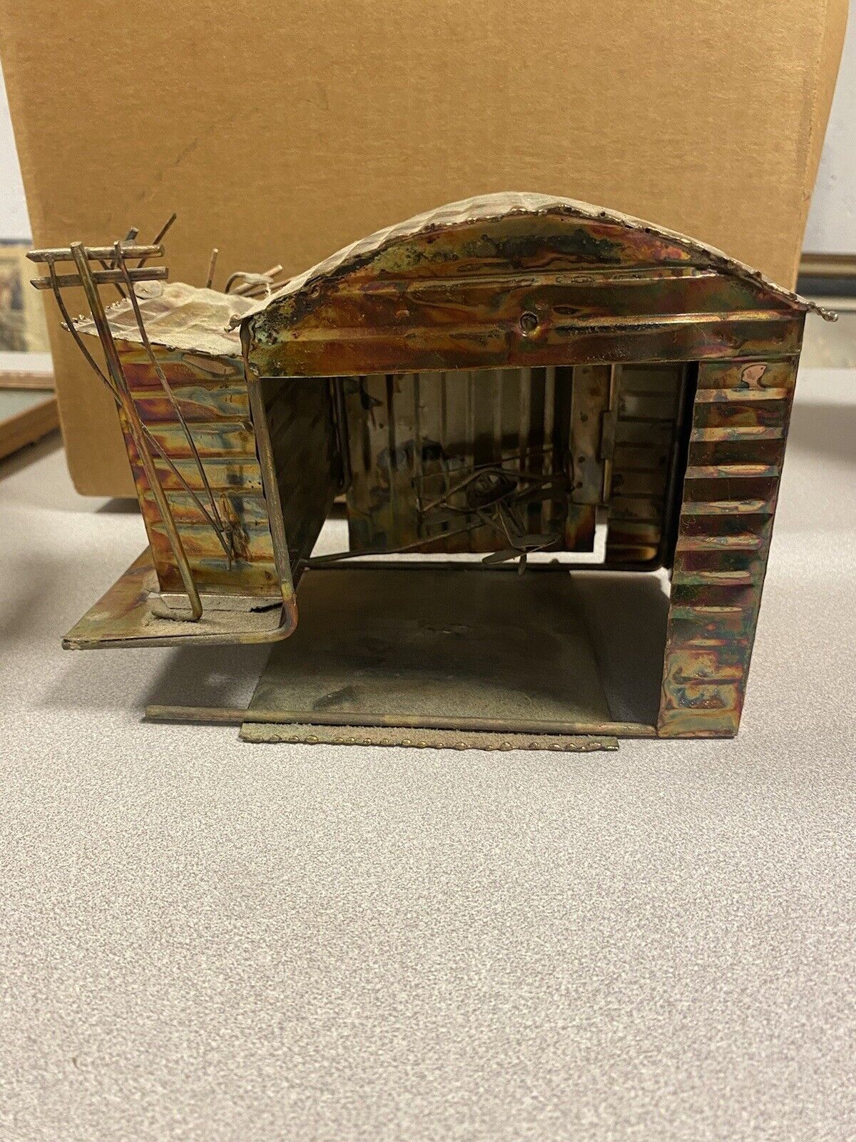 Berkeley design Hand Made Copper Airport w/wind up Music Box Fly Me To The Moon