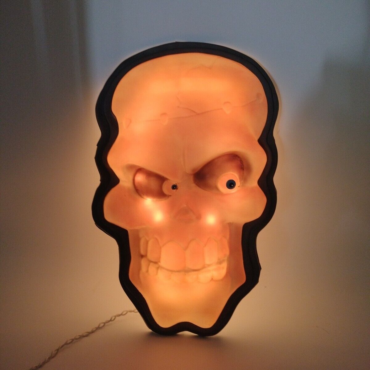 Vintage Lighted Glowing Halloween Skull Face Size 17.5\