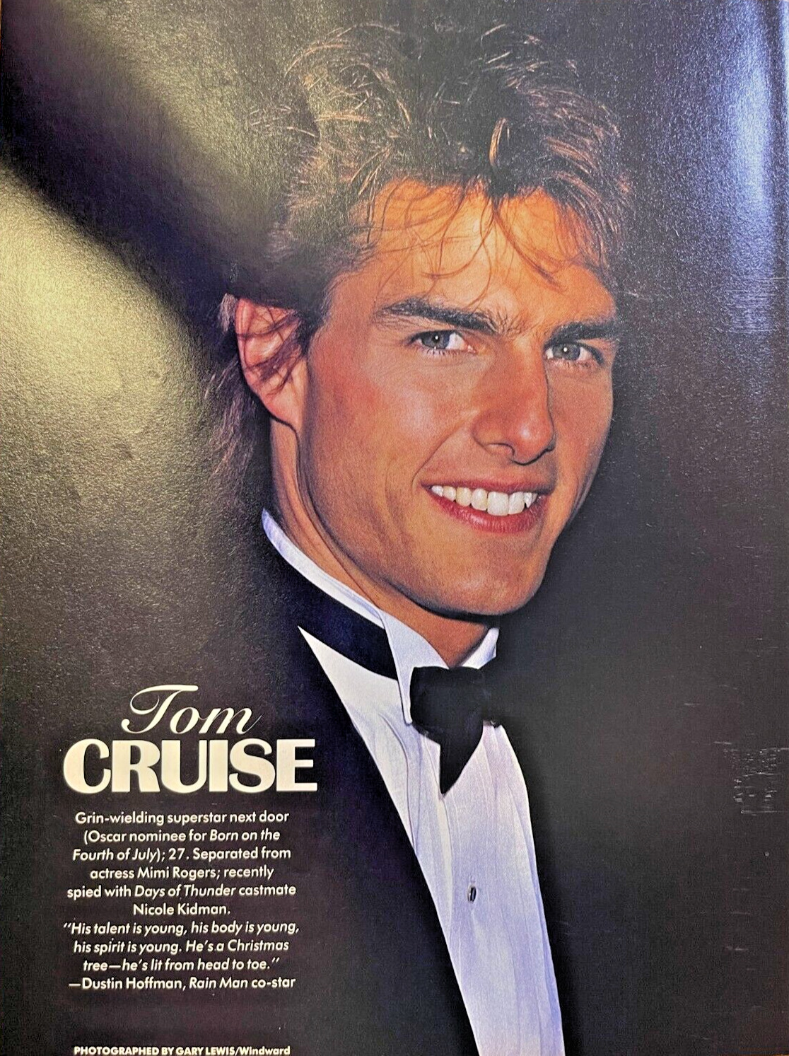 1990 Vintage Magazine Illustration Actor Tom Cruise
