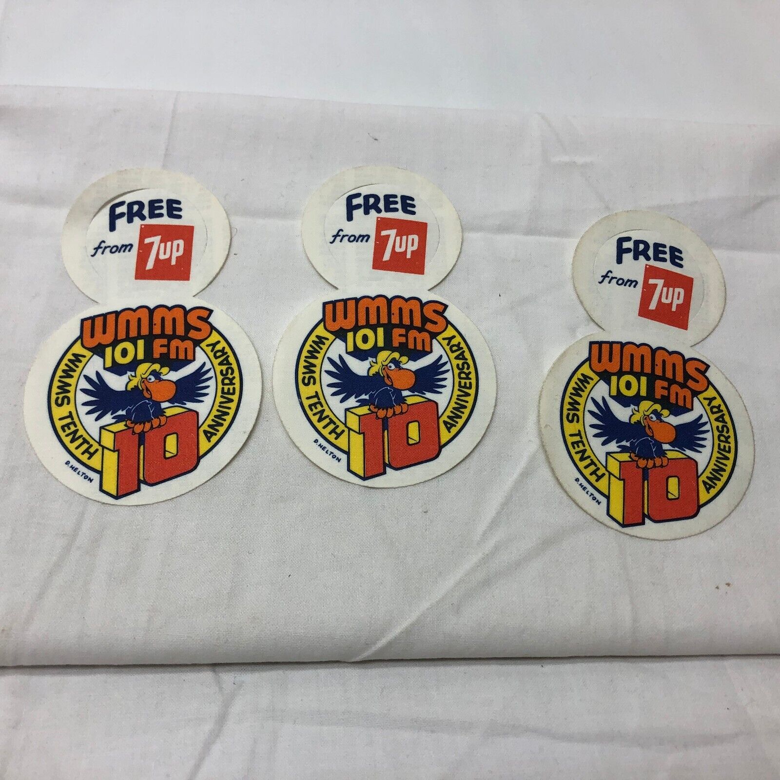 3 Vintage 1978 WMMS 101 FM Radio Station Patch Cleveland Ohio Advertising 7up