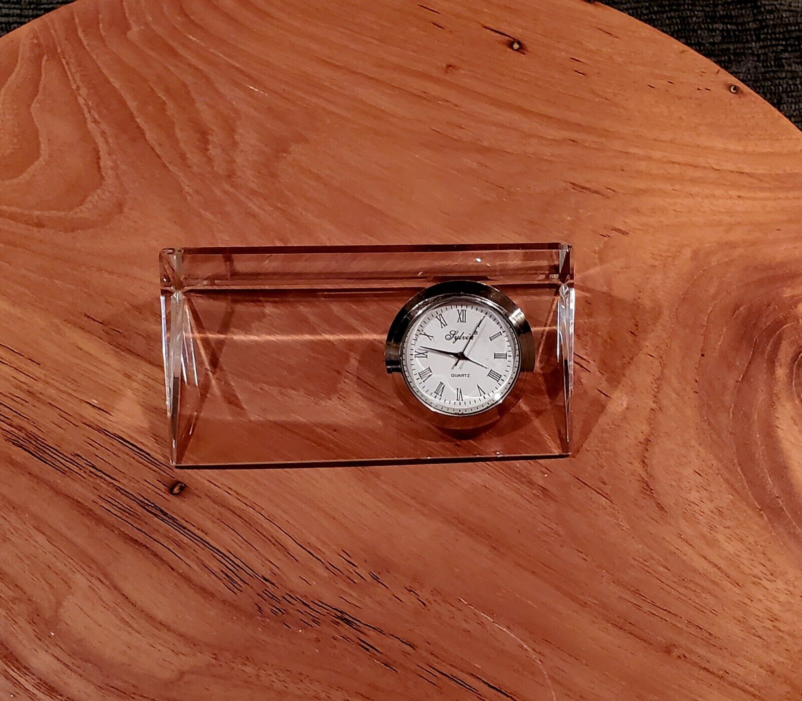 SYLVIA Crystal MINI-Desk Clock Paperweight - Pls Read Desc..