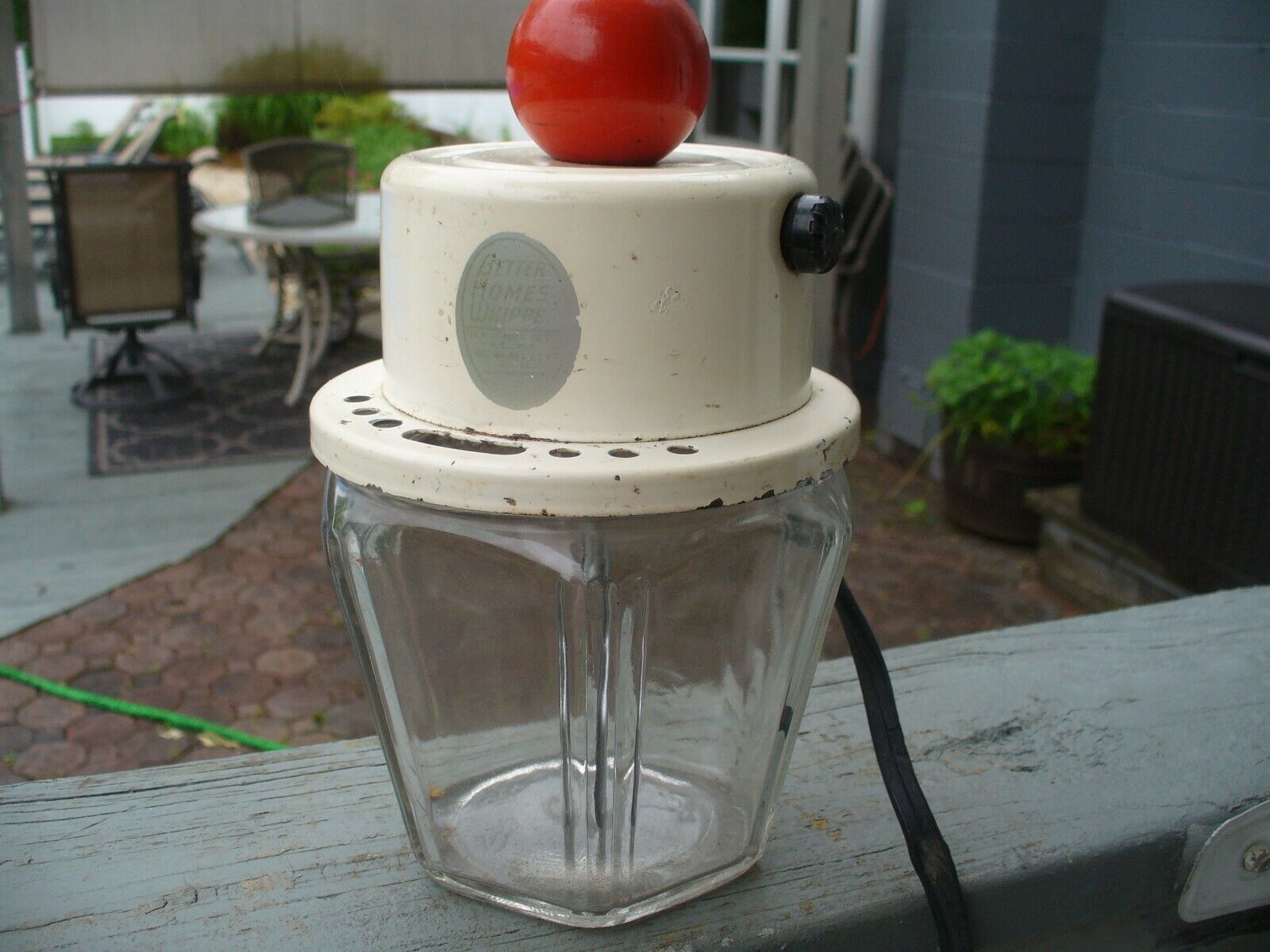 Vintage 1950's Better Homes Red Knob Whipper With Glass Base Kitchen Mixer 