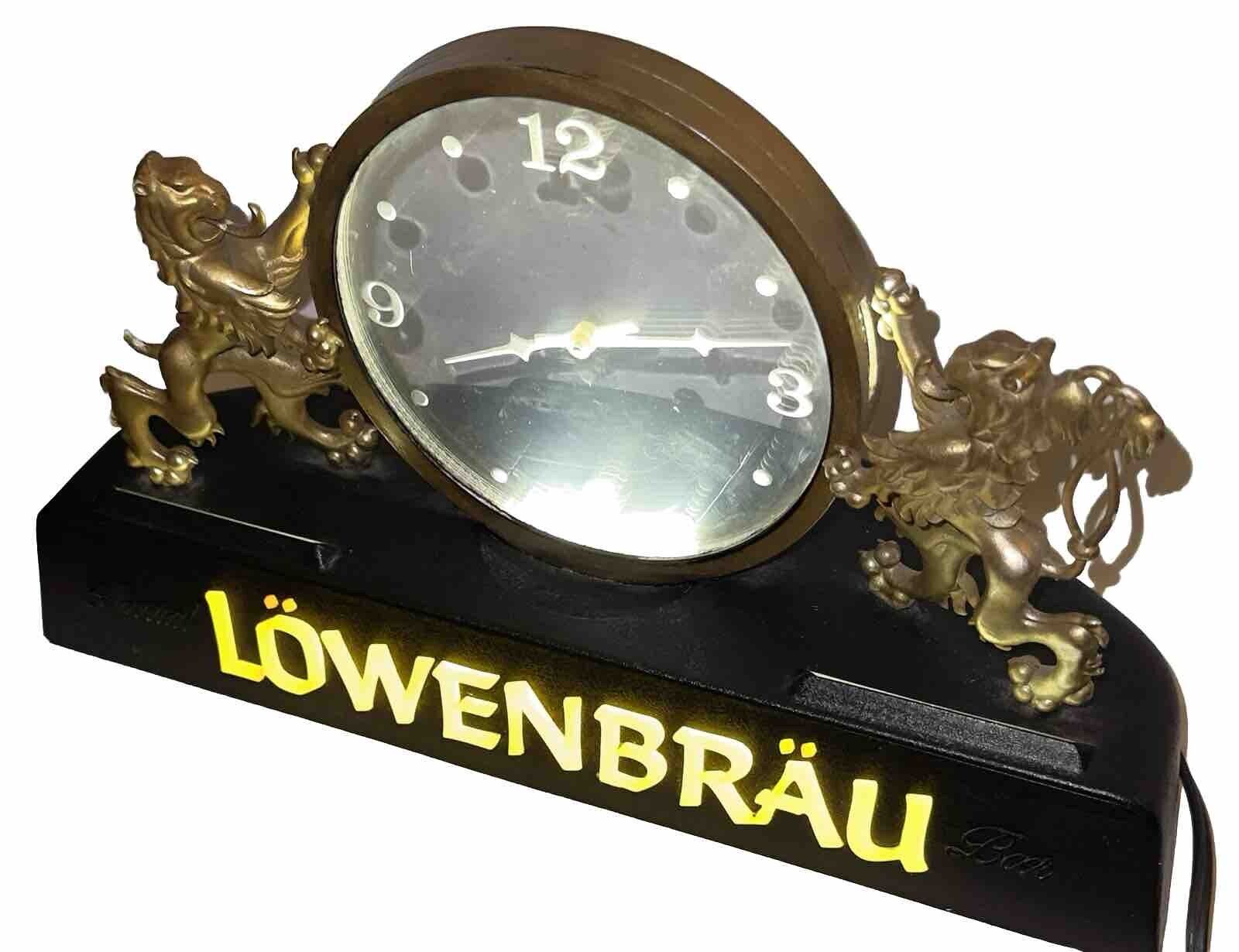 1951 June Electric Lite Up MYSTERY INVISIBLE  LOWENBRAU’ CLOCK “WORKS”Sold AS IS