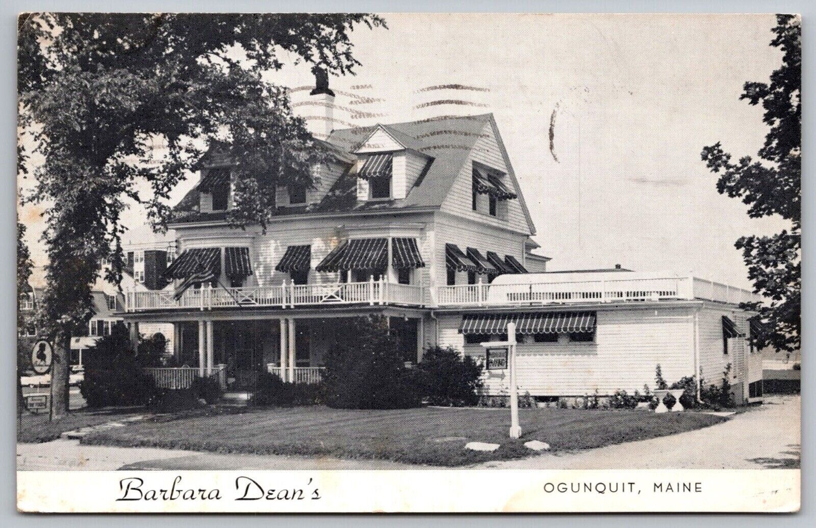 Barbara Deans Ogunquit Maine ME Black White Diners Club Cancel 1961 WOB Postcard