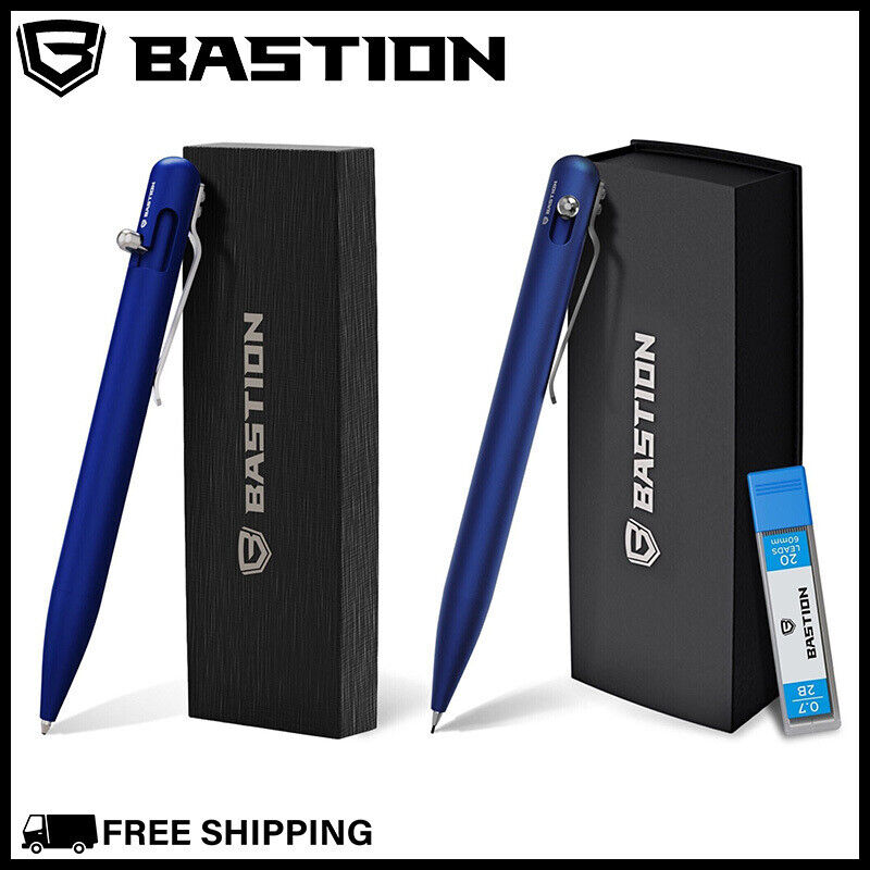 BASTION BOLT ACTION PEN & MECHANICAL PENCIL GIFT SET Aluminum Body Blue Pens