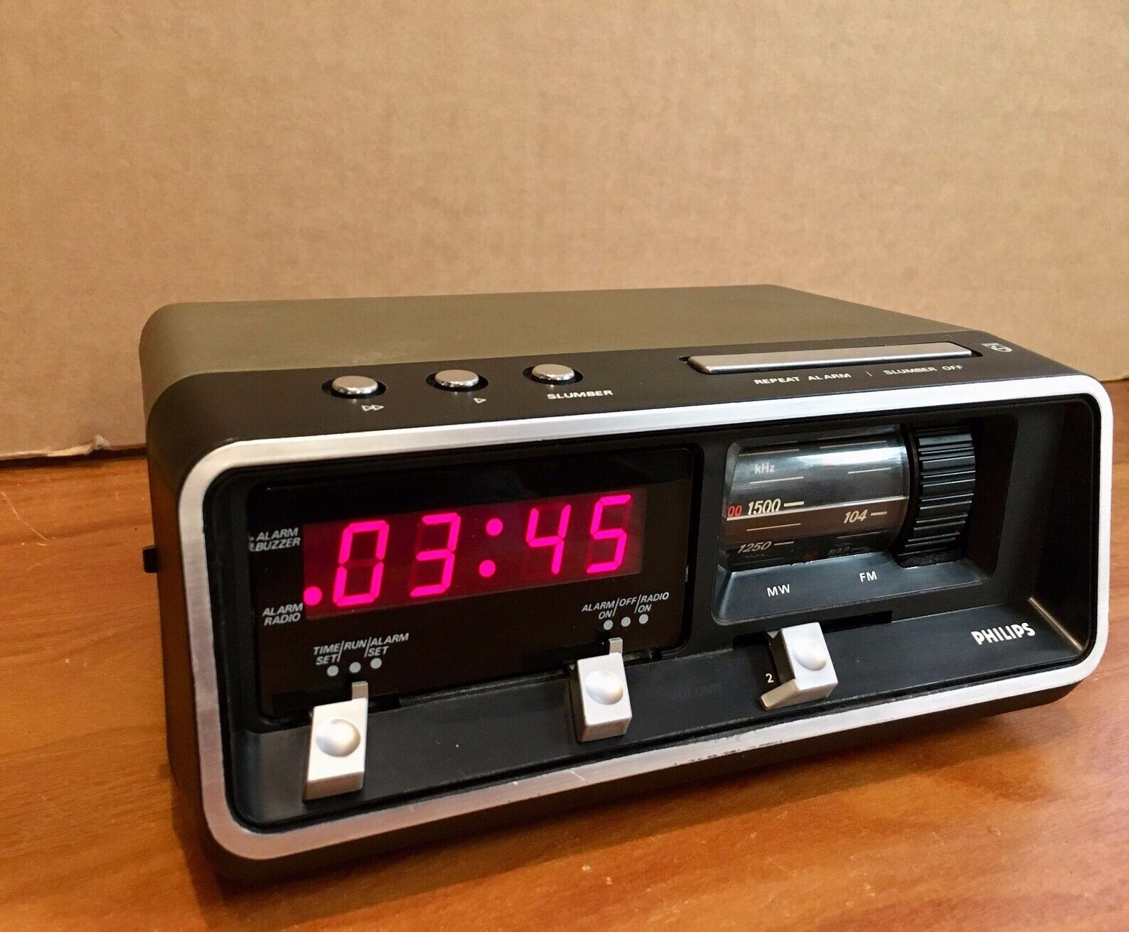 PHILIPS Radiowecker MusiClock 160 Model PZ1 90AS160 Alarm Clock Radio 1977