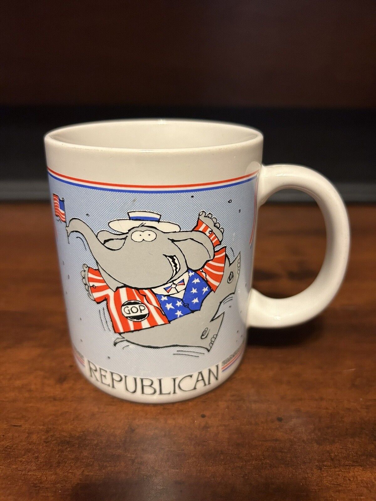 Vintage 1988 Hallmark GOP Republican Political Party Coffee Mug Go go go GOP