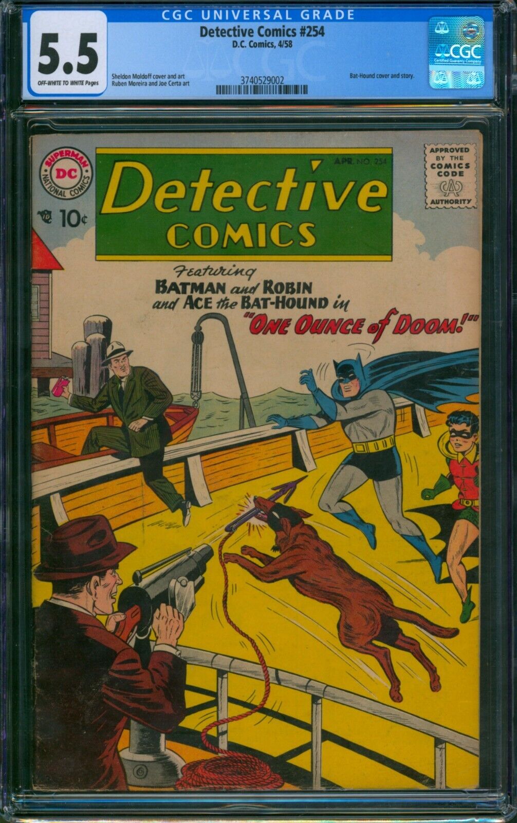 Detective Comics #254 🌟 CGC 5.5 🌟 Bat-Hound Cover Silver Age Batman DC 1958