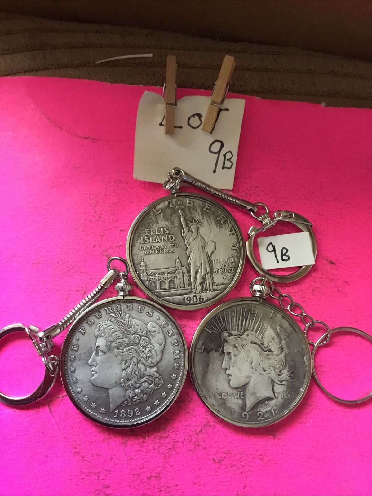 Set 3 Lot Coin Keychains 1906-1921-1892 Copies Junk Drawer Estate Find Read