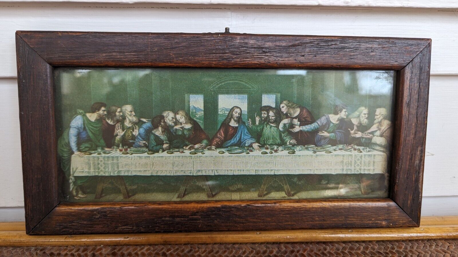 Antique Rare The Last Supper 1800\'S Wooden Framed