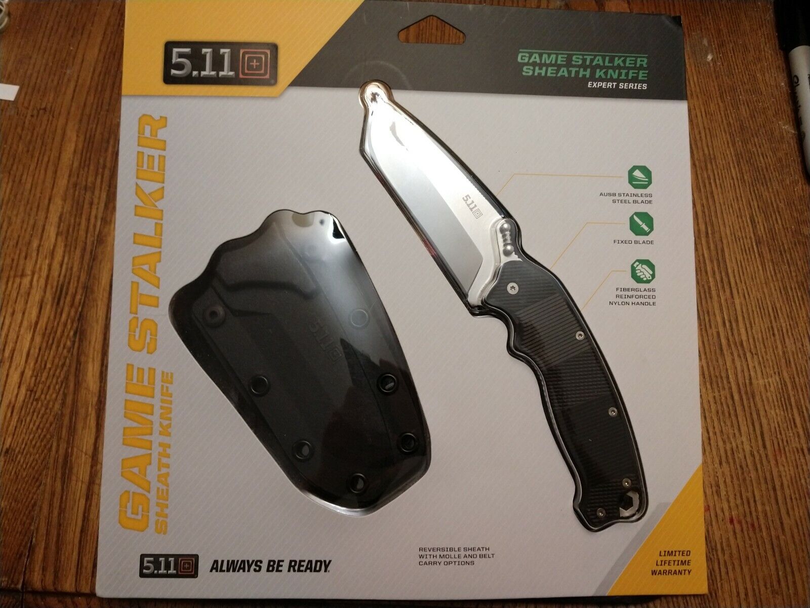 5.11 Tactical Game Stalker Fixed Blade Knife AUS-8 S.S. Blade & Polymer Sheath 