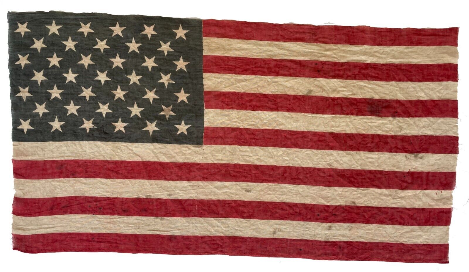 Circa 1887 RARE ANTIQUE 39 Star Historical American Flag Folk Art Primitive AAFA