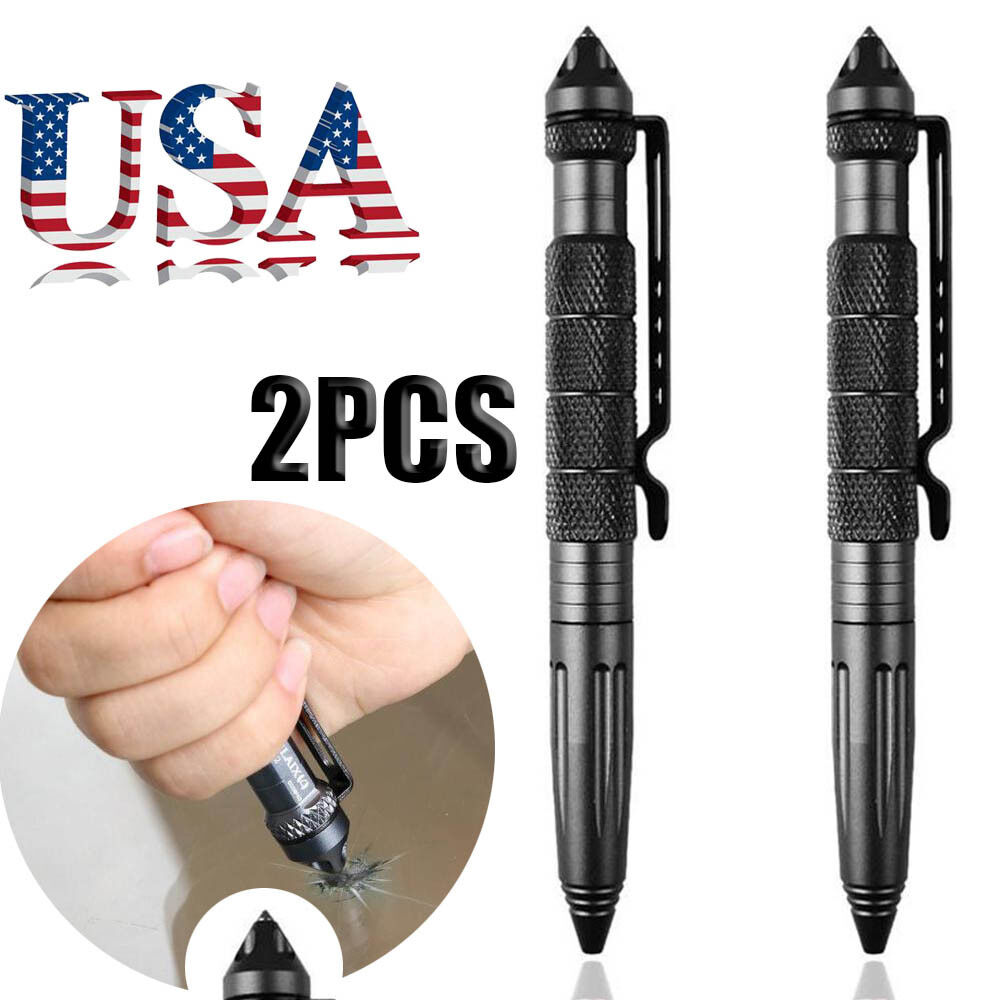 4/8Pcs 6"Aluminum Tactical Pens Glass Breaker Writing Survival Tool Pen Gift US