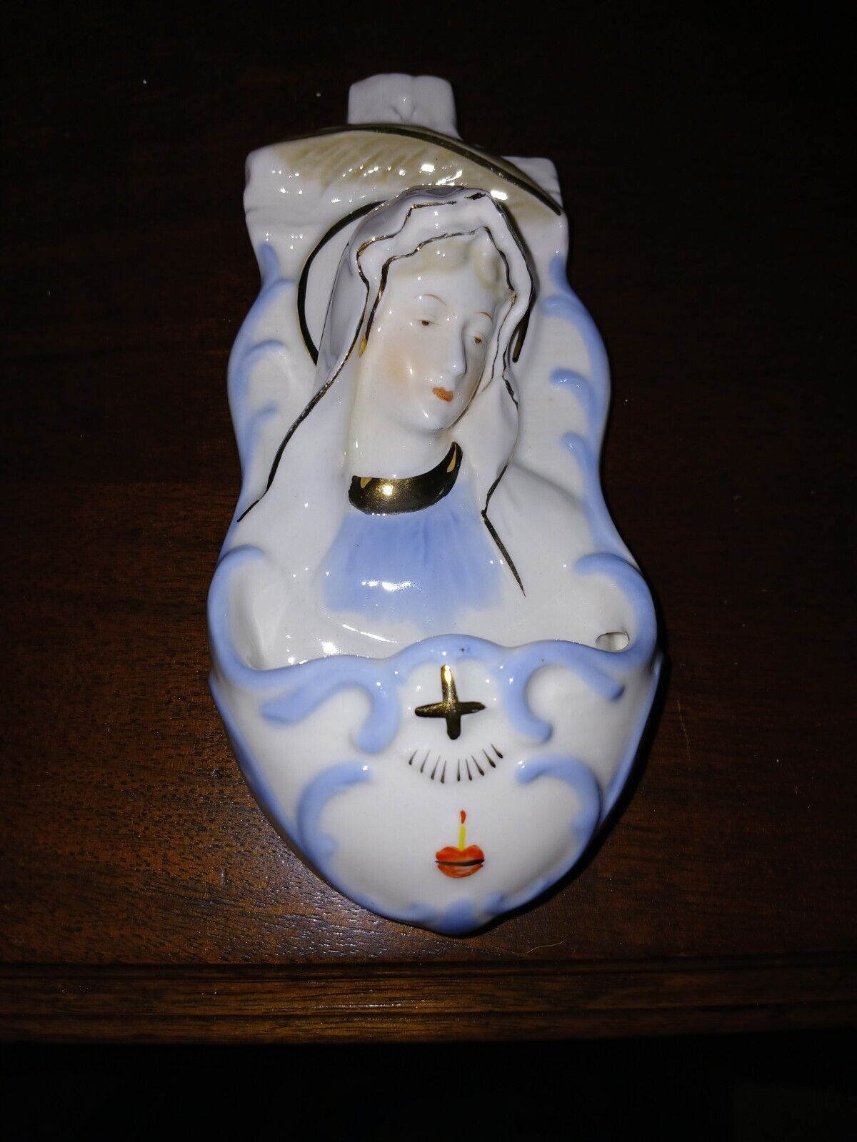 Vintage Madonna Ceramic Holy Water Font - Japan