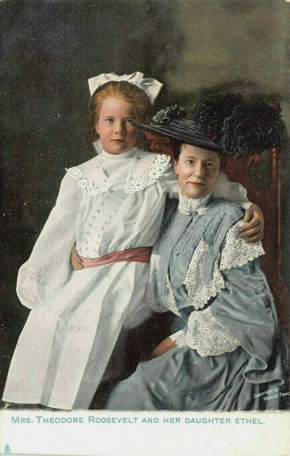 Mrs. Theodore Roosevelt and Her Daughter Ethel, Very Early Postcard, Unused