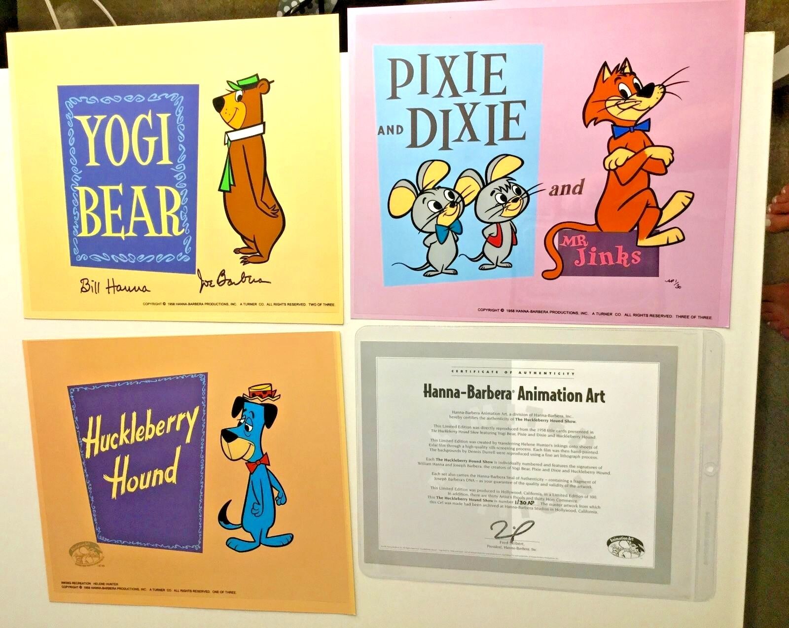 Hanna Barbera Cel Huckleberry Hound Show Yogi Rare Number 1 Artist Proof Signed