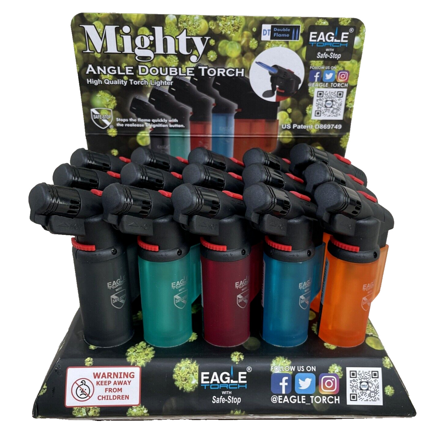 Eagle Torch Angle Double Torch Windproof Adjustable Butane Jet Flame New 15 Pack