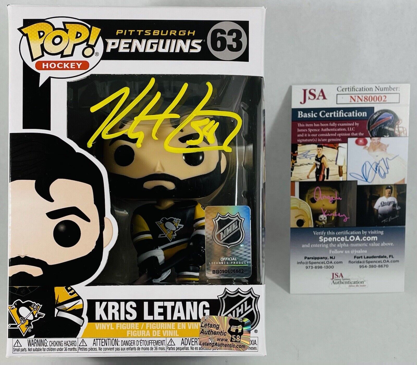 Kris Letang Signed Pittsburgh Penguins Funko Pop Vinyl Figure 63 NHL Hockey JSA
