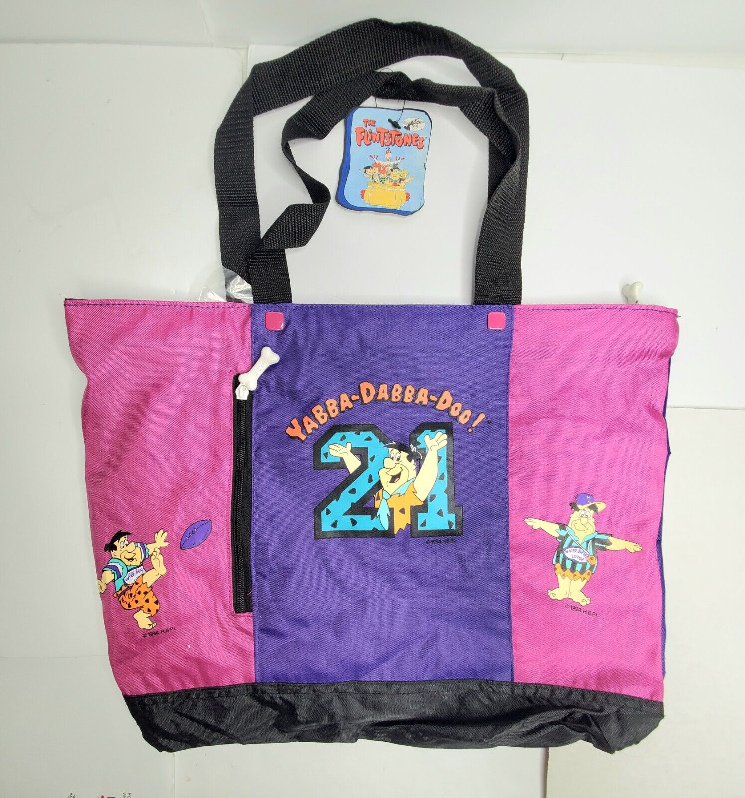 Vintage Flintstones Hand Bag Purse Tote Cartoon Comic Large 1994 NWT