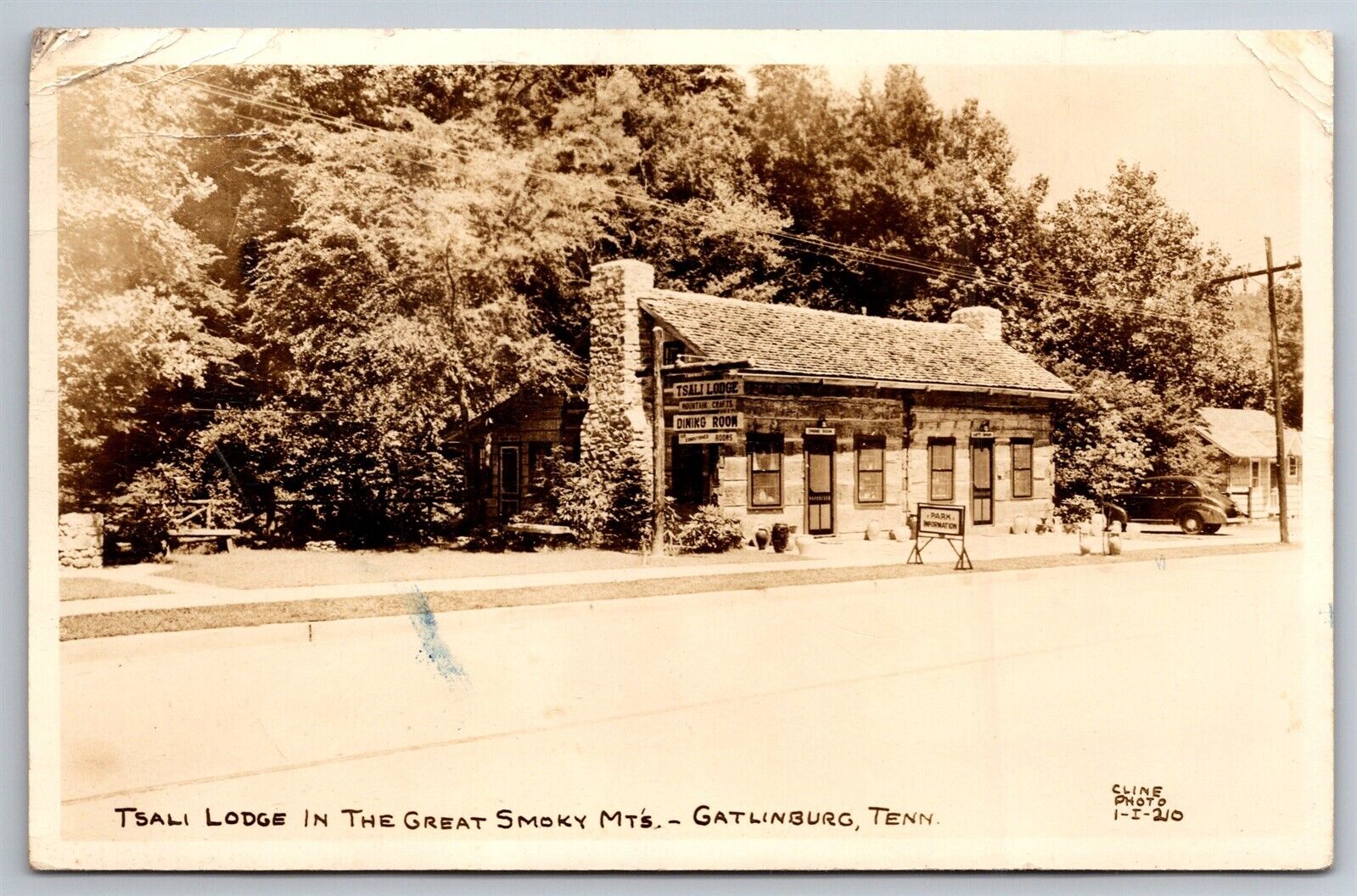 RPPC Tsali Lodge Great Smokey Mts Gatlinburg TN 1912 Cline Photo Postcard T7