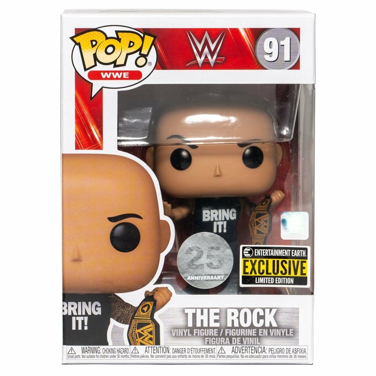Funko PoP WWE #91 The Rock w Championship Belt. Nice Box. New 2021 EE Exclusive