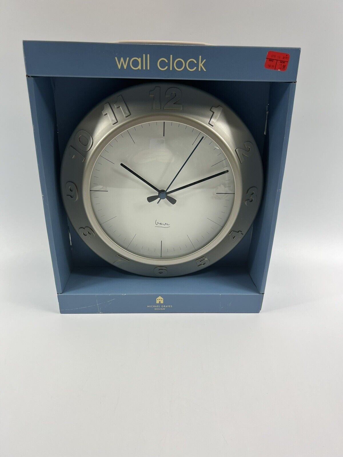 Michael Graves Design Wall Clock  10” Diameter Satin  Nickel  Color Target