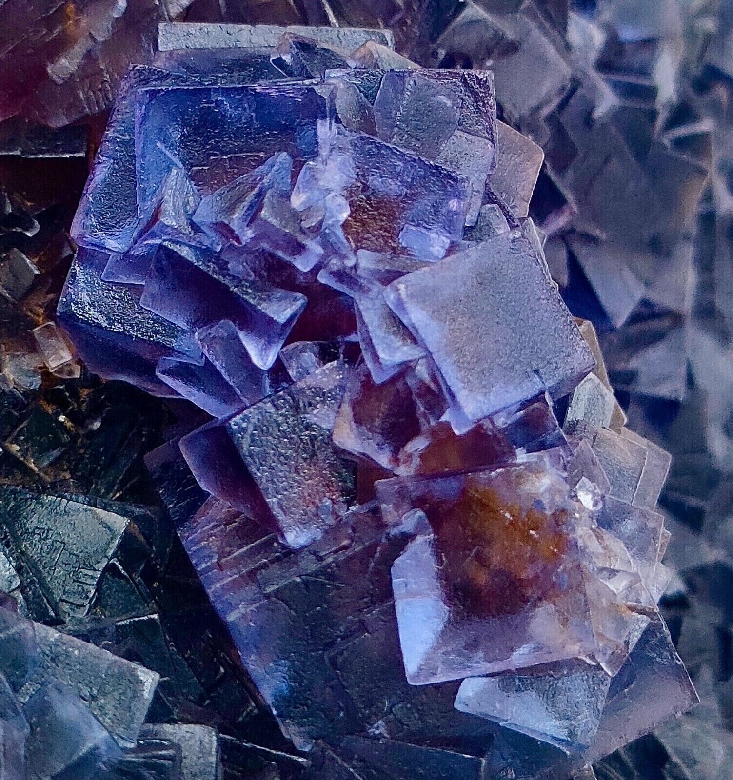 879 Gram Well Terminated Dark Blue/Purple Cubic Fluorite & Calcite/ Pakistan