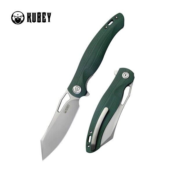 Kubey Drake Folding Knife Green G10 Handle AUS-10 Tanto Point Plain Edge KU239K